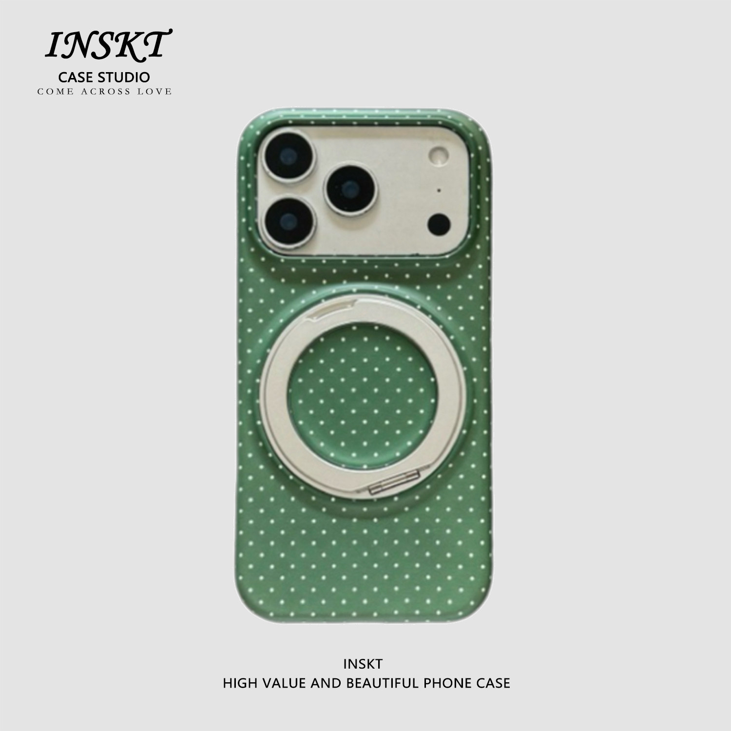 inskt简约波点星星旋转支架原创适用iphone18promax手机壳苹果17软硅胶套17pro网红新款小众16防摔15个性日韩