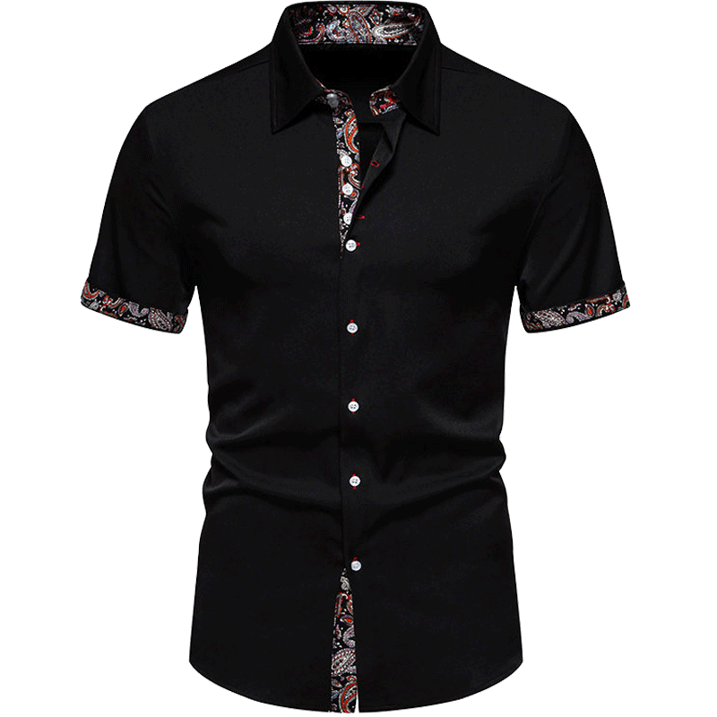 韩版修身男高级感亮面垂感个性气质长袖衬衫小众设计感花衬衣金色