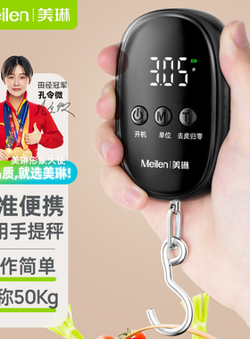 Meilen钓鱼手提电子秤随身弹簧挂钩便携式精准买菜称家用行李小秤