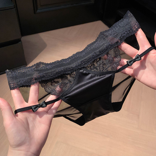 法式缎面网纱蕾丝镂空贵妇小心机性感勾人内裤女士2026新款三角裤