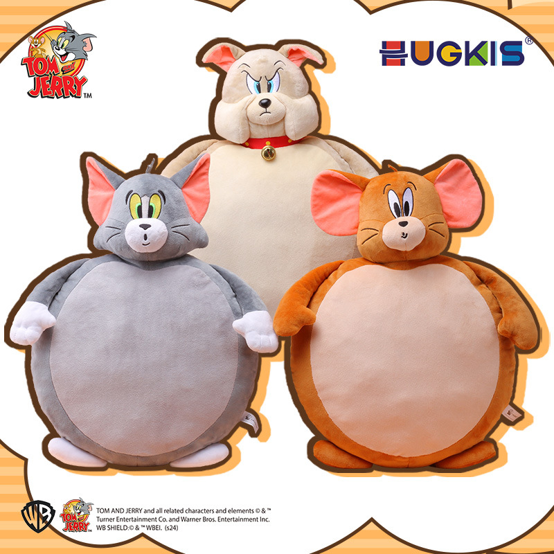 猫和老鼠搞怪圆扁形抱枕毛绒玩偶新奇特沙发床头靠垫午睡靠枕礼物