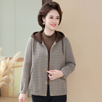 妈妈水貂绒毛呢外套时尚休闲宽松