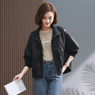 阔太太PU皮夹克 外套洋气高贵韩版 中年女人皮衣宽松大码 胖妈妈春装