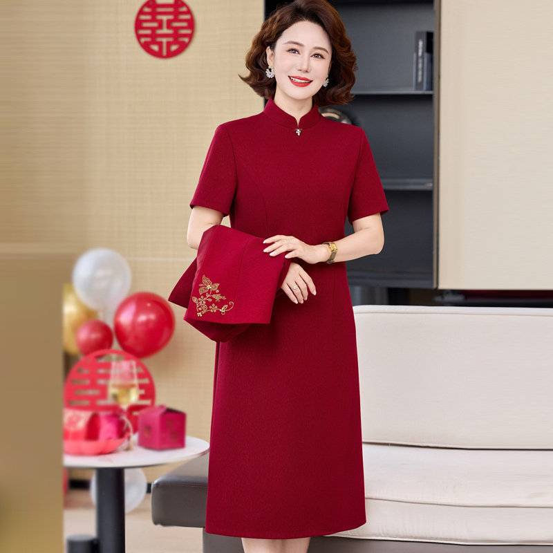 喜婆婆婚宴礼服裙高端大气妈妈装