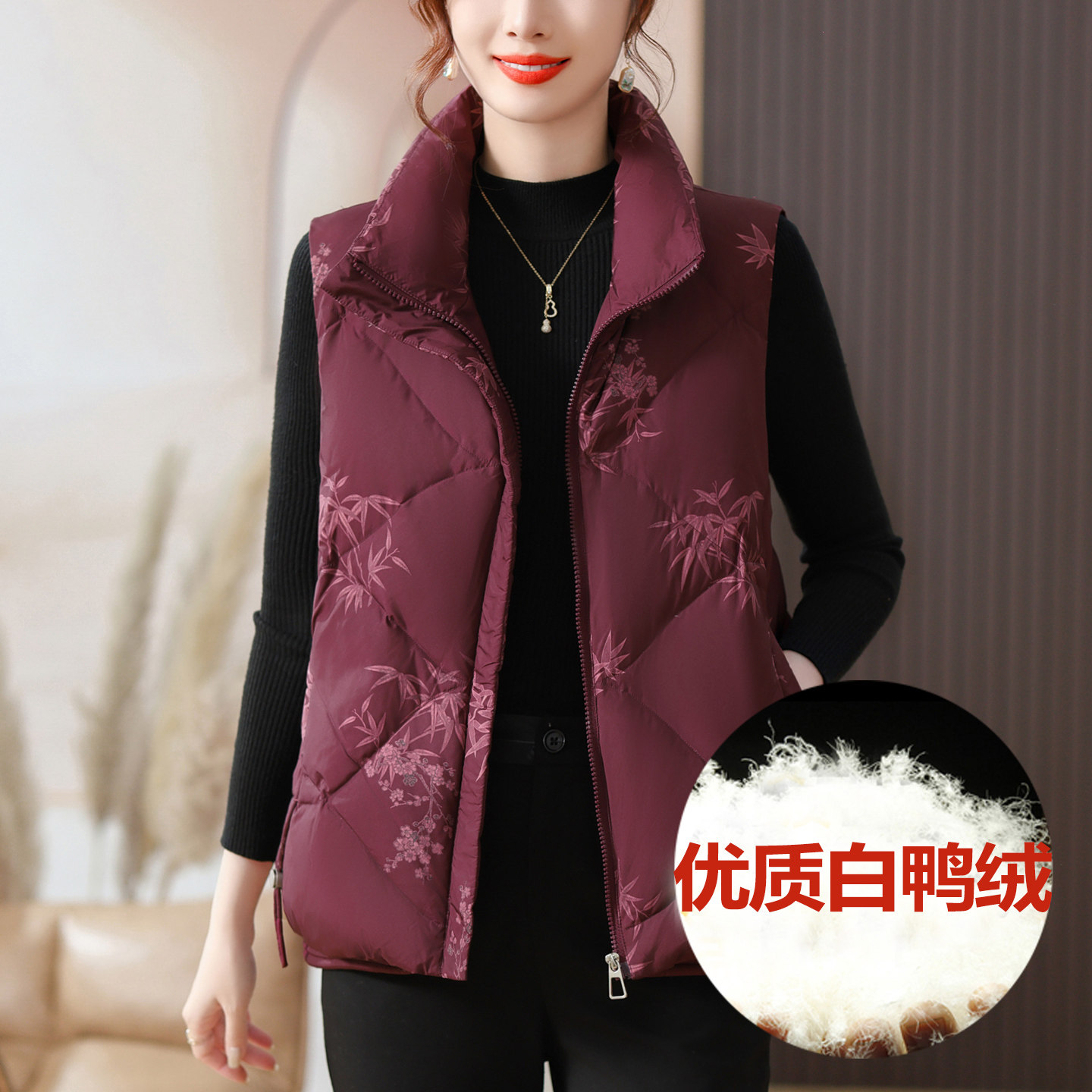 羽绒马甲女外穿加厚保暖妈妈坎肩