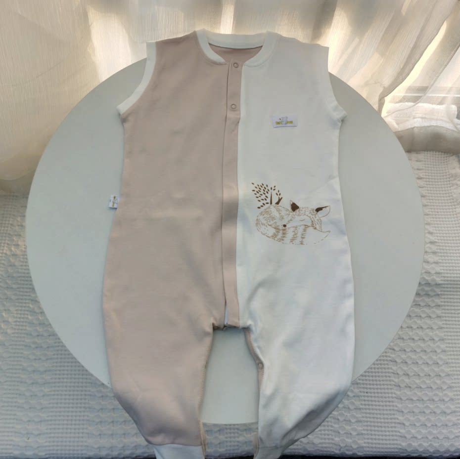 双向拉链国内品牌剩余73码宝宝纯棉无袖睡袋婴儿春秋单棉连体衣