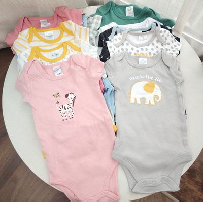 59-73外贸三角哈衣夏短袖爬服男女宝宝连体衣新生婴儿纯棉包屁衣