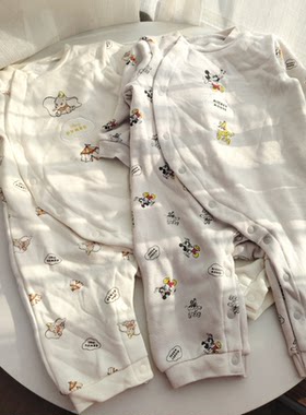 薄绒66-73码外贸秋冬男女宝宝长袖爬服婴儿连体衣包屁衣哈衣
