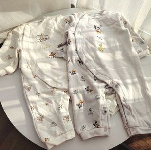 薄绒66-73码外贸秋冬男女宝宝长袖爬服婴儿连体衣包屁衣哈衣