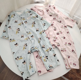 66-80码外贸春秋男女宝宝长袖爬服婴儿连体衣包屁衣迪士尼哈衣