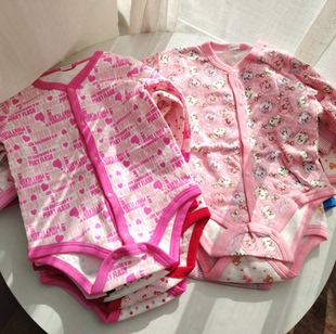 日本单66-90码外贸男女宝宝长袖三角哈衣婴儿连体衣包屁衣哈衣