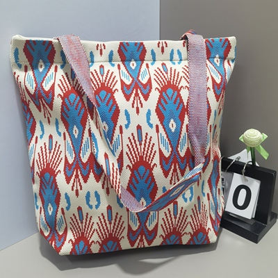 新疆礼物旅游纪念品手提包文创艾德莱斯纹样针织包民族风单肩包