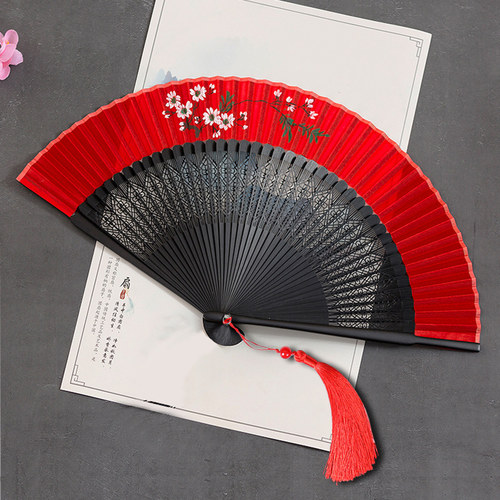 印染手工绢布竹子扇子折扇