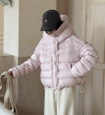 轻薄排骨羽绒服女款2025新款95白鸭绒泡芙感小豌豆短款宽松外套潮