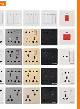 六孔开关暗装单开型八孔86带英式十孔多三孔万能多功能一开双开