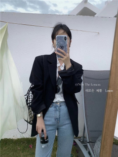 Vanna韩国The Lemon早春新款宽松百搭显瘦纯色气质翻领西装外套女