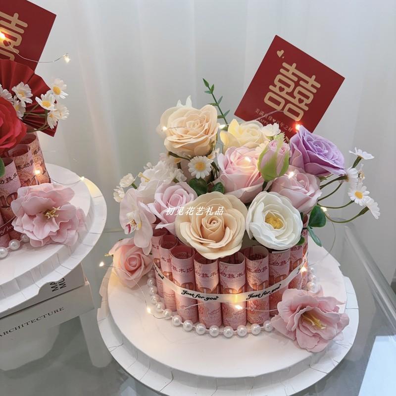 创意母亲节生日自制土豪花蛋糕