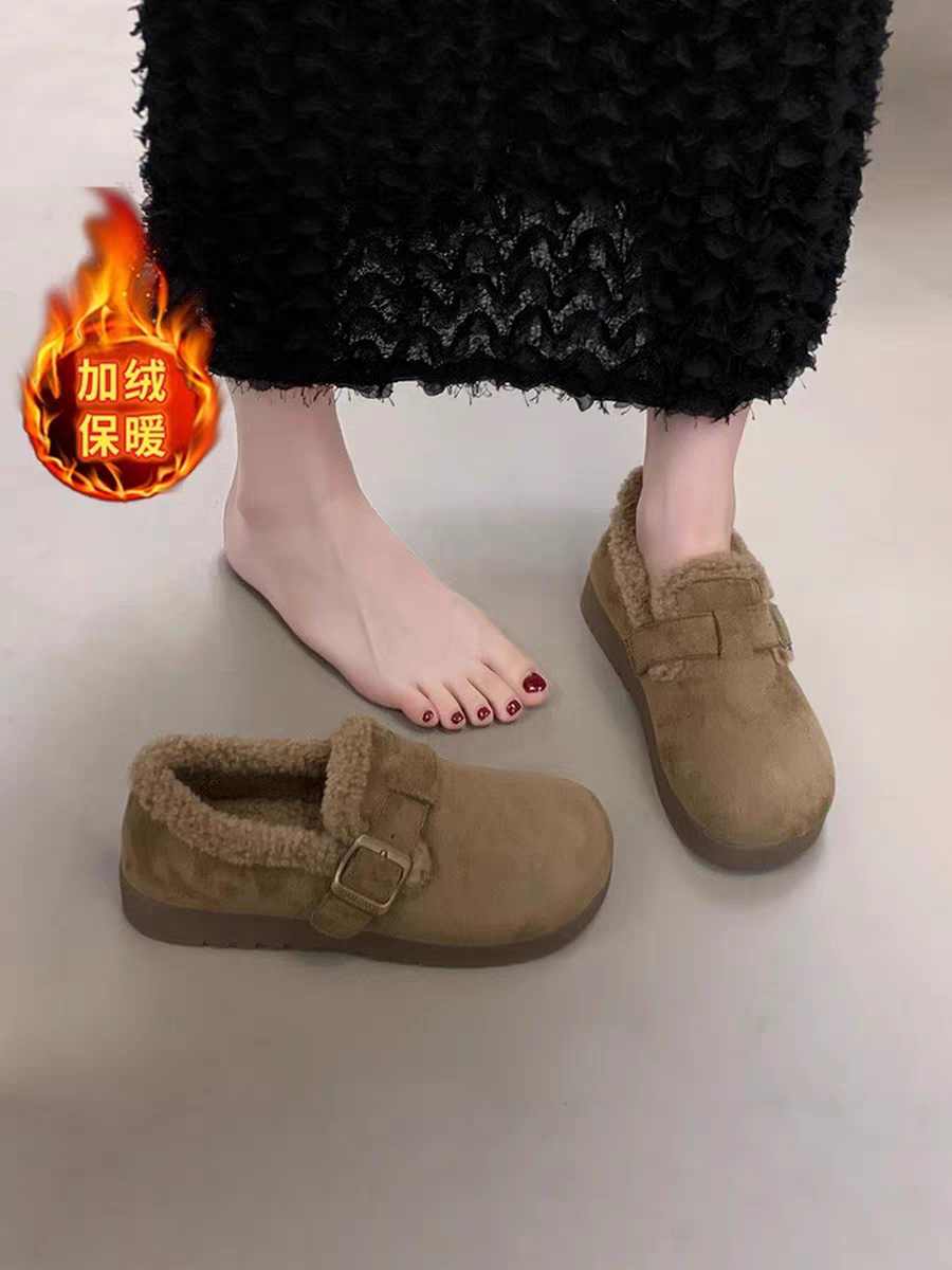 加绒勃肯鞋女2025新款爆款冬季豆豆棉鞋子保暖毛毛鞋一脚蹬雪地靴,女鞋,棉鞋,淘宝优惠券,粉丝福利购,淘宝优惠卷