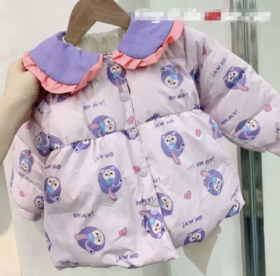 女童冬款娃娃领羽绒服洋气卡通