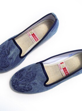 新款足下有福绣花鞋布鞋牛筋底