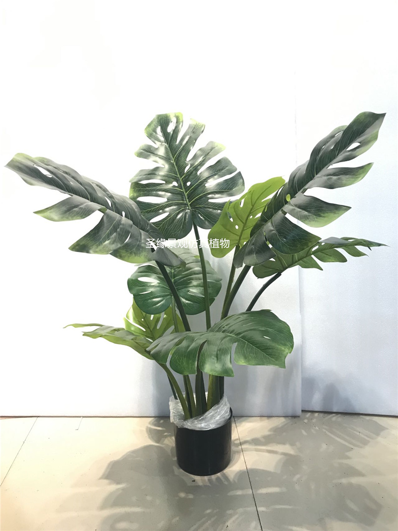 ab假龟背竹盆栽景90cm大叶裂口芋龟背叶商场橱窗服装店装饰假绿植