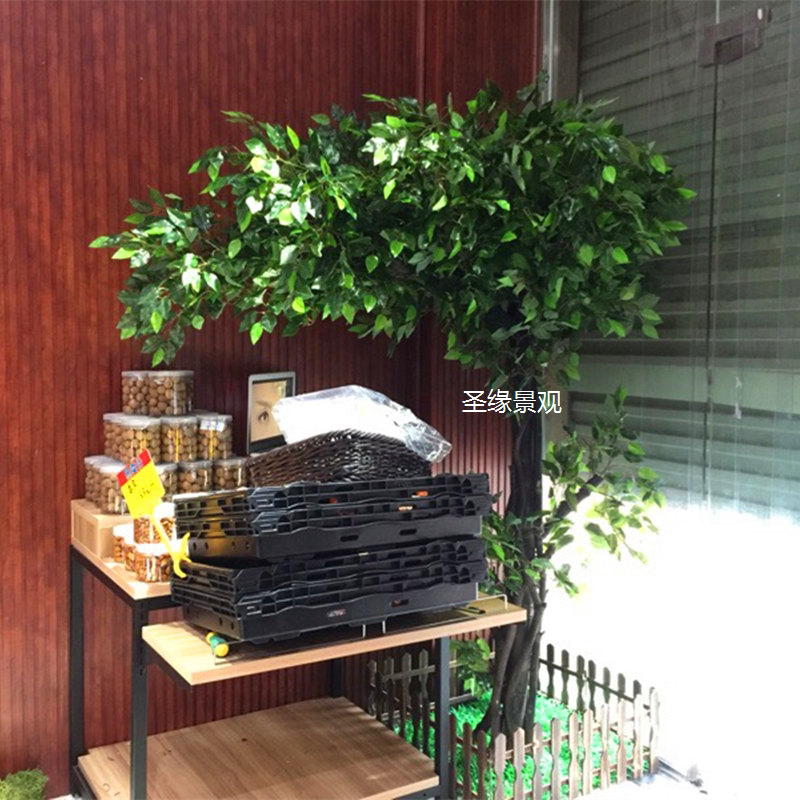 仿真榕树大树酒店商场道具许愿树歪脖子树橱窗室内装饰假绿植摆件