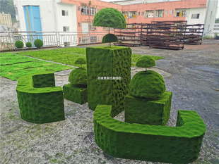 仿真方形草塔灌木婚礼装饰摆件公园花园造景立体柱圆形假青苔定制