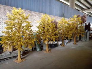 仿真池杉树假冷杉树定制落地假柳杉树摆件园林工程酒店装饰金色树