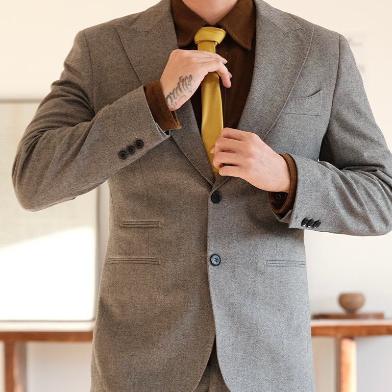 秋冬老钱风重磅男士西服套装