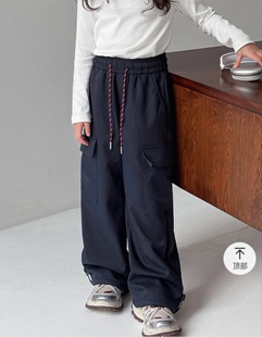 特价麦麦秋品牌童装韩版冬款加绒长裤工装裤裤子儿童男童女童藏青