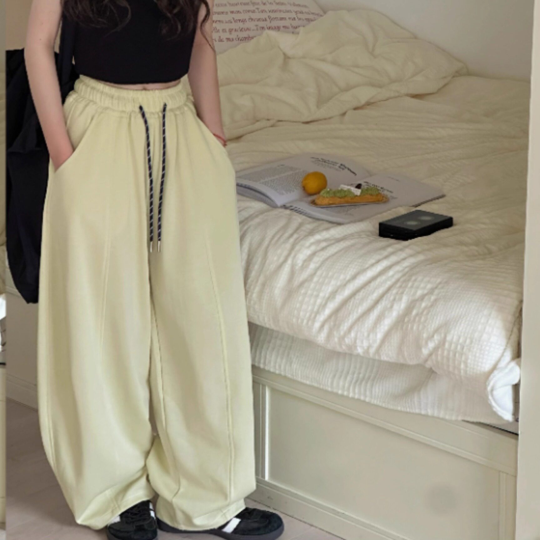 特价大E小e品牌童装夏款弯刀针织裤香蕉裤薄款长裤卫裤儿童女童黄