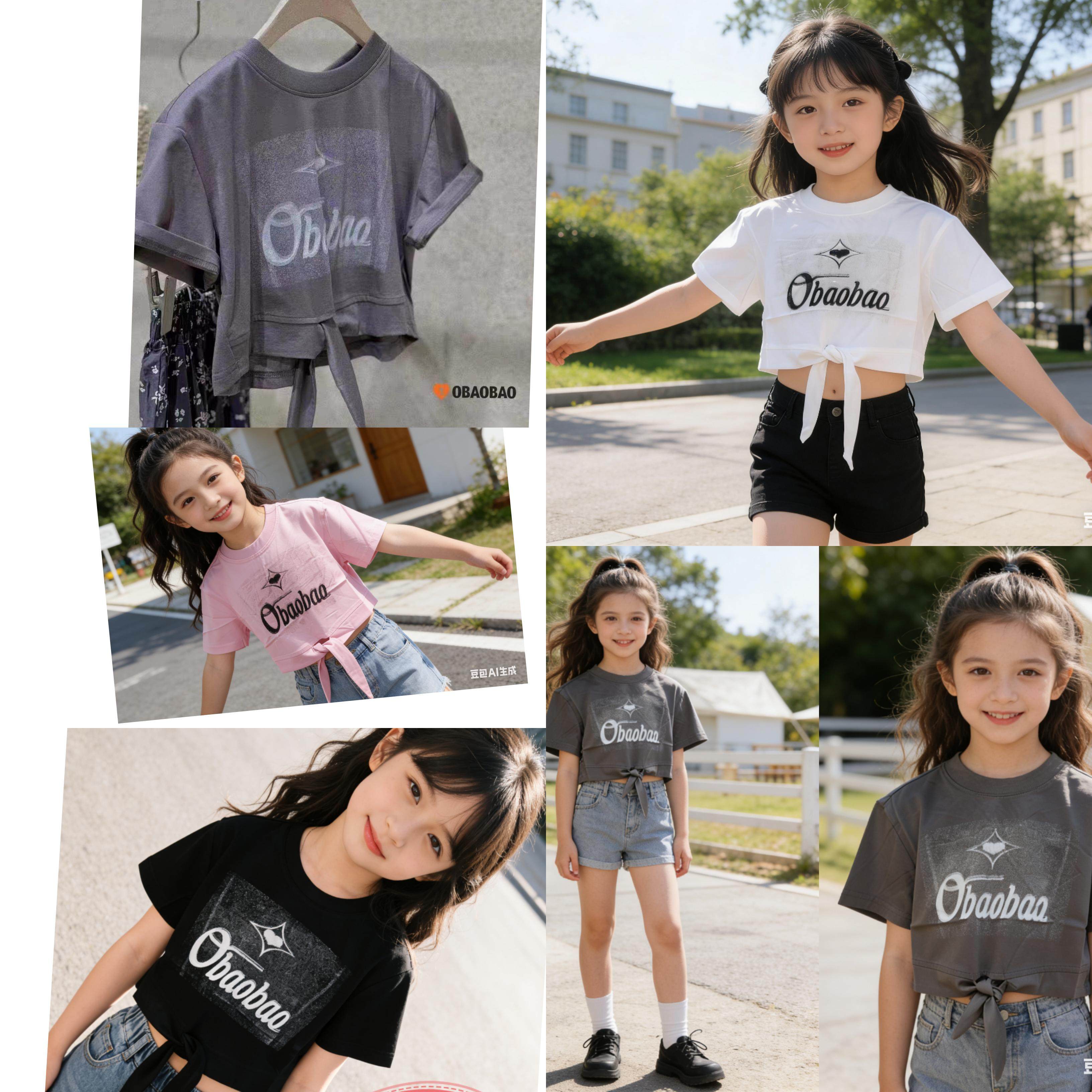 特价品牌童装欧抱抱夏款短款辣妹T女童短袖T恤薄款中大童多色