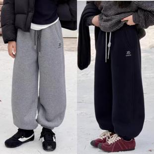 品牌童装25冬新款羊羔绒针织卫裤运动儿童裤子中童男女童太阳