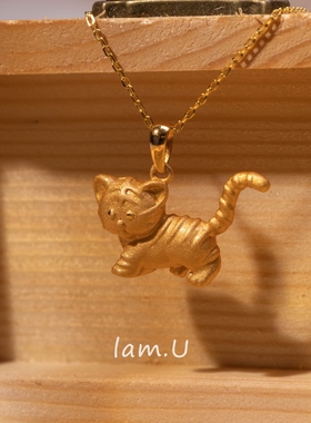 S925纯银镀金生肖虎吊坠项链可爱