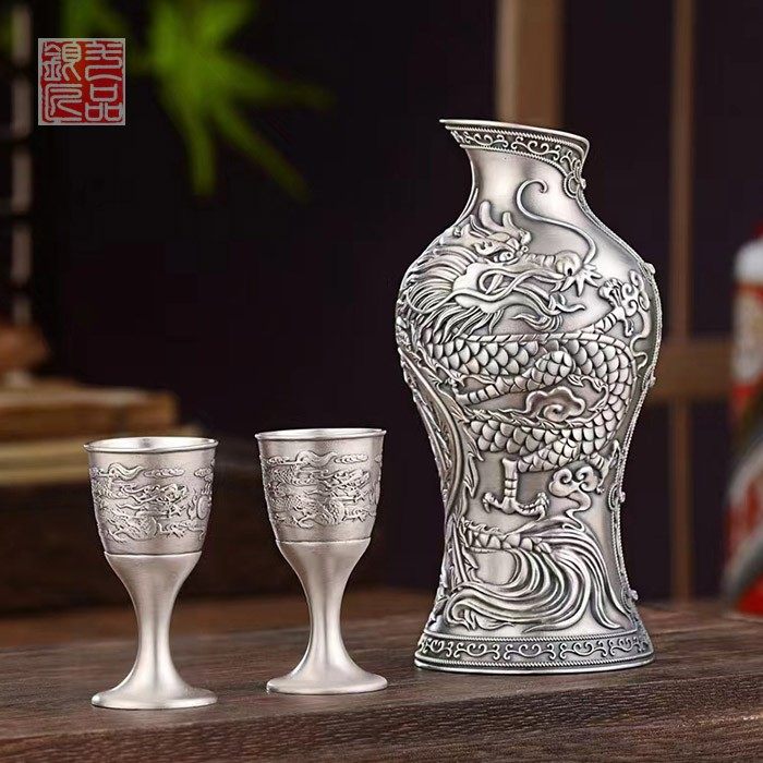 一品银匠纯银分酒器酒杯足银９９９手工复古国风中式旗袍款酒具礼,餐饮具,分酒器,淘宝优惠券,粉丝福利购,淘宝优惠卷