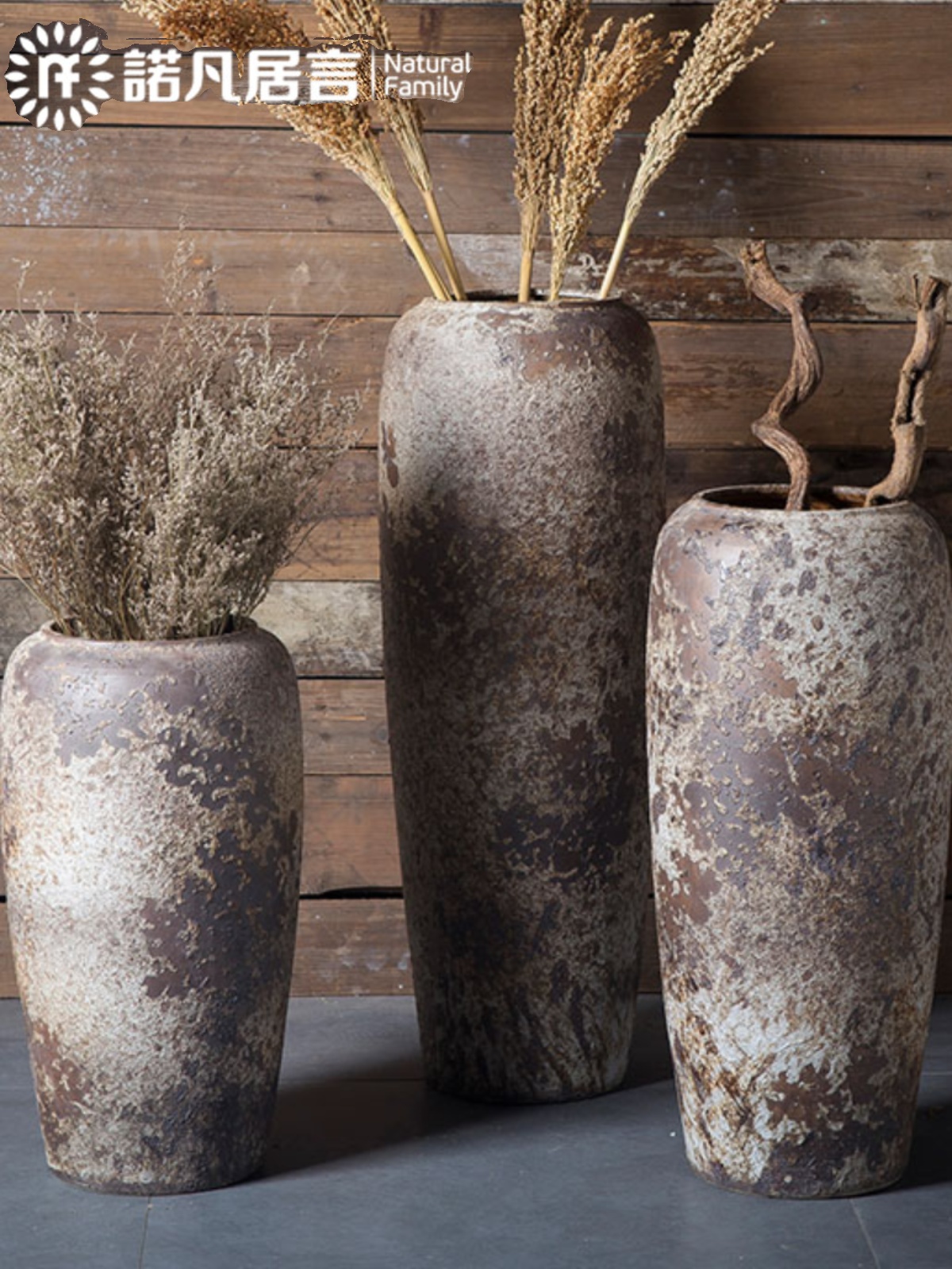 景德镇侘寂覆古手工粗陶罐坛子花瓶插花干花落地做旧彷古大型花盆