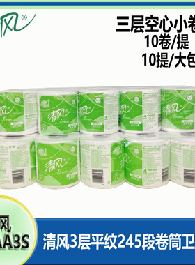 清风B22AA3S卷纸3层平纹245段卷筒卫生纸家用商用空心小卷纸10提