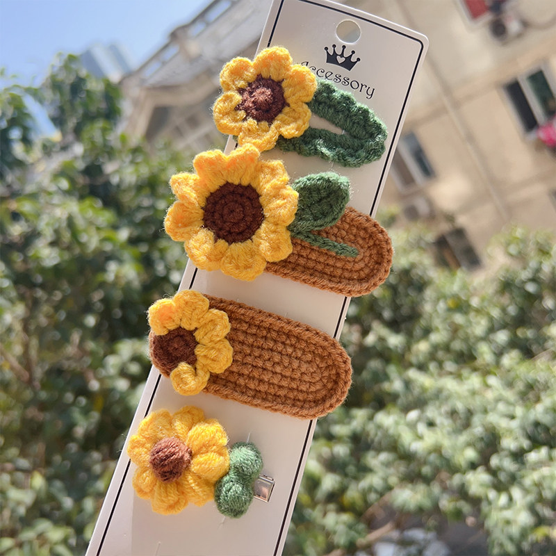 成品一举夺魁中高考毛线手工针织向日葵发卡水滴发夹送教师节礼物,饰品/流行首饰/时尚饰品新,发饰,淘宝优惠券,粉丝福利购,淘宝优惠卷