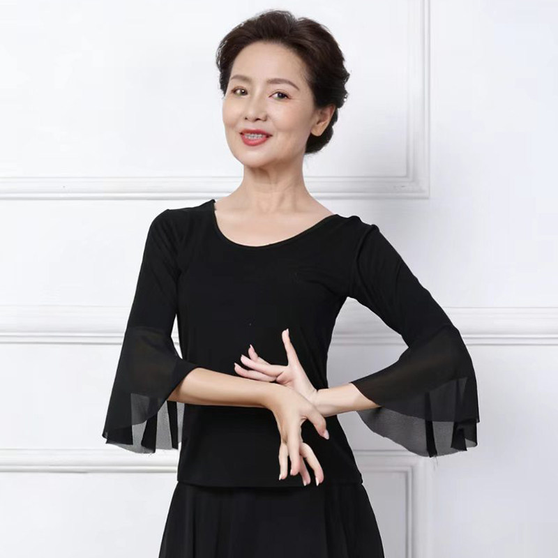 广场舞服装女上衣中袖莫代尔夏季中老年舞蹈练功服古典形体跳舞衣
