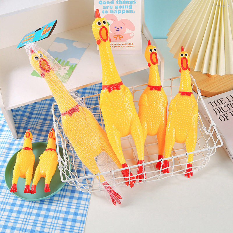 大中小号搞怪搪胶惨叫鸡创意整人整蛊发泄鸡宠物玩具发声尖叫鸡