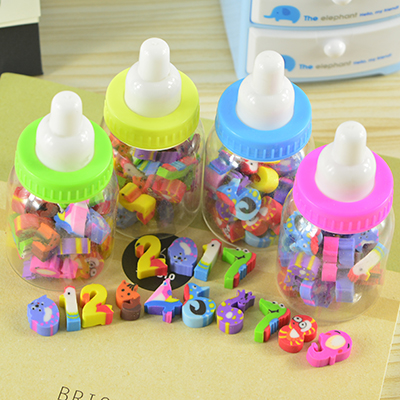 韩国创意文具学习用品小学生奖品卡通奶瓶数字造型橡皮擦