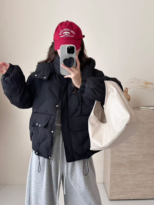 2025冬新款韩版宽松显瘦百搭连帽短款棉服女加厚夹克上衣潮