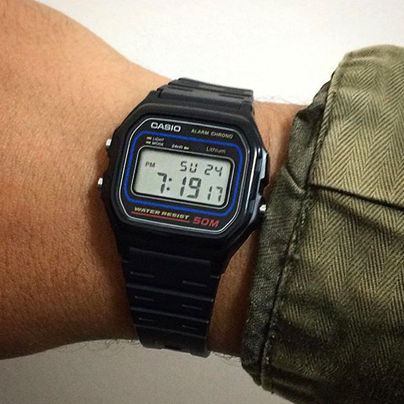 卡西欧学生男表w-218h-3a休闲小方块f-91w-1d防水手表w-217h-1a
