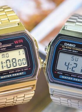 CASIO卡西欧复古小金表A159W小方块电子表七年电池A158WA-1 A168W