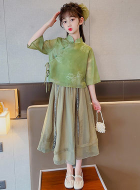 马面裙女童连衣裙春款新中式国风大童春夏季超仙汉服古装旗袍裙子