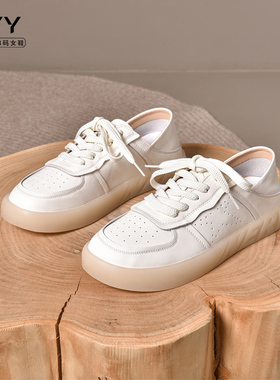 大码女鞋41-43大丫丫宽胖脚肥牛皮透气平底柔软小白鞋8A012-10