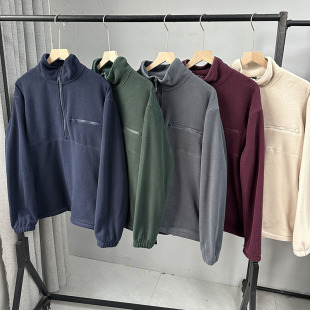 加厚保暖运动立领抓绒衣打底衫 秋冬宽松大码 外套 男士 摇粒绒套头衫