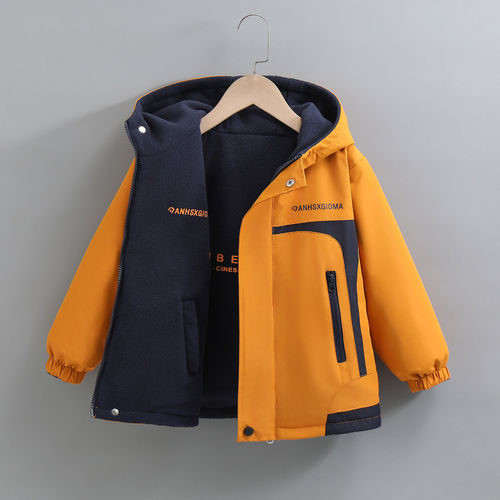 春秋男童加绒双面穿冲锋衣