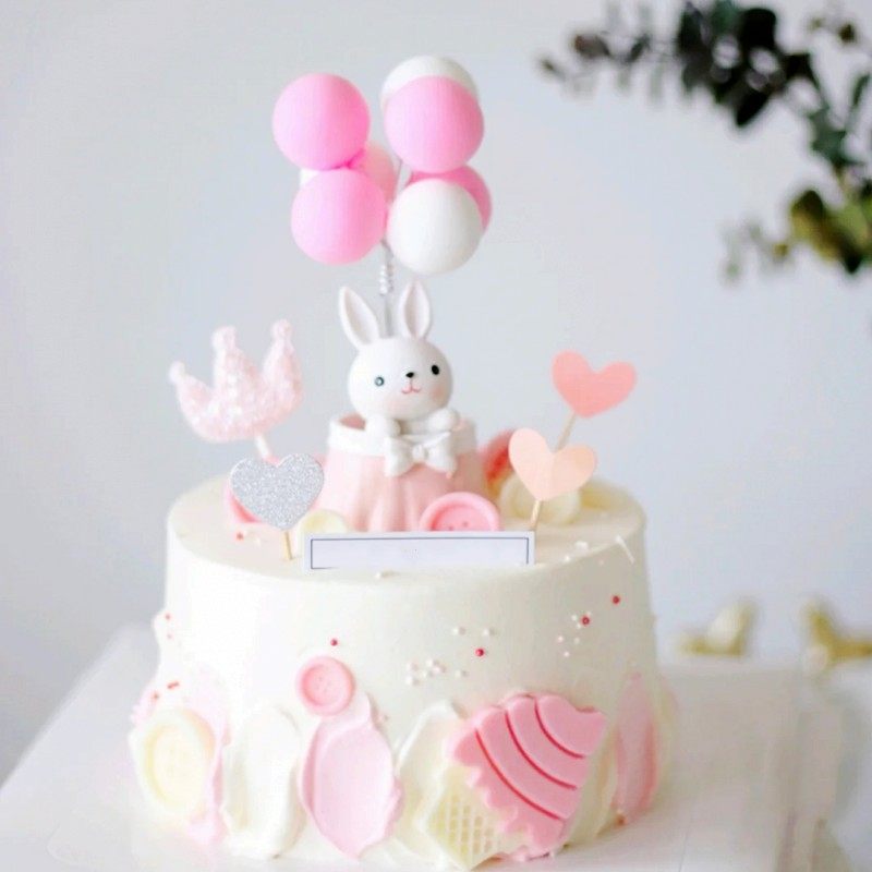 儿童生日蛋糕装饰摆件可爱小兔子 杯子兔 兔宝宝生日蛋糕装扮配饰