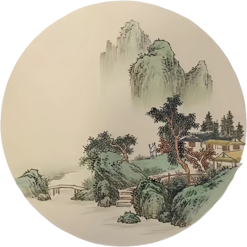 国风新中式国画简约山水画客厅卧室书房茶室墙面贴画自不干胶贴纸